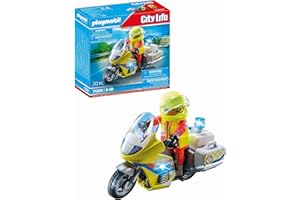 Playmobil 71205 Urgentiste avec Moto et Effet Lumineux - City Life - avec Un Personnage, des équipements de Soins - Les Secours - Ville & Métiers - Dès 4 Ans