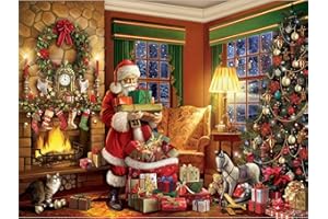 NUISX Kit Punto Croce Prestampato, Villaggio Di Natale Timbrato Fai-Da-Te Ricamo Linea Completa Di Kit Iniziali Per Ricamo Prestampato Per Principianti