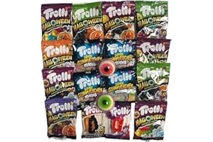 CAPTAIN PLAY Party Mix Halloween Trolli, 18 Mini Bolsitas, Sin Gluten, 4 Variedades - Ideal para Halloween Decoracion, 350g