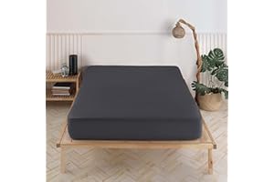 ‎VENCY Vency Premium Jersey Spannbettlaken 180x200cm Anthrazit - Spannbetttuch 100% Baumwolle, Bettlaken 180x200 Bis 35 cm Matratzenhöhe Anthrazit