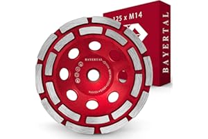 BAYERTAL® Diamantschleiftopf 125 mm x M14 - Robuste Industrie Diamanten Doppelreihig - Diamantscheibe - Premium Qualität - Kompatibel mit Winkelschleifer & Flex - Diamant Schleifscheibe Ø 125mm