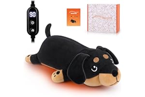 AUSPICIOUS BEGINNING Electric Heating Pad for Period Pain Relief Heating Pad Cramps USB Powered Cuddly Soft 14" Animal Plush Heat Pad Electric Heat Pad for Neck Shoulder Back Animal Shaped Heated Pad (Black)