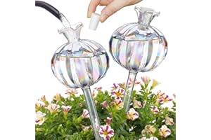 NiHome Plant Watering Globes 2-Pack, Iridescent Glass Cactus Self Watering Globe, Glass Waterer for Potted Plants - 4.7OZ/140 ML Capacity Automatic Mini Irrigation System, Adorable Gardening Gift