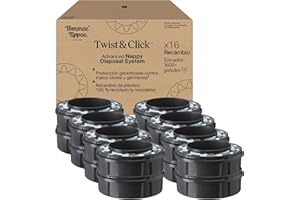 Tommee Tippee Recambio original para contenedor avanzado de pañales Twist and Click, paquete exclusivo de 16, fácil de cambiar y muy económico
