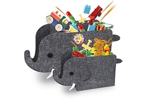 TRHILLSBRAD 2 Stück Aufbewahrungsbox Kinder, Filz Faltbare Spielzeugkiste Organizer Korb in Elefantenform, 30L Aufbewahrungsbehälter für Kinderzimmer, Aufbewahrungsboxen aus Stoff Wäschekorb für Zuhause