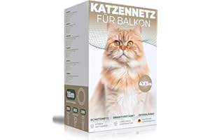 WOOWOOD Katzennetz für Balkon [Ohne Bohren] - Katzennetz Drahtverstärkt - Katzenschutznetz Wetterfest & UV-beständig - Katzengitter Inkl. 20 Kabelbinder & Dübel - Katzennetz Balkon und Fenster (4X3m)
