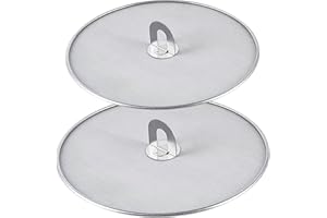 Piqiuqiu - Set di 2 paraspruzzi in acciaio inox, con manico pieghevole da cucina, pratico coperchio dell'olio da cucina, può essere applicato a qualsiasi pentola o padella, 25 cm + 32 cm