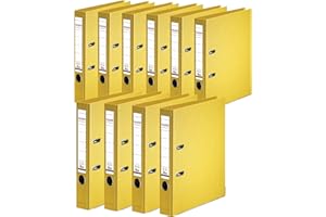 Falken - Confezione da 10 raccoglitori ad anelli Chromcolor, con rivestimento in plastica e rivestimento interno di 5 cm, formato DIN A4, colore: Giallo