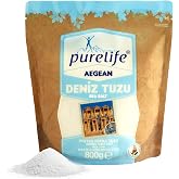 Purelife Aegean Deniz Tuzu İyotlu İnce 800gr | | Doğal Ege Deniz Tuzu | Rafine Edilmemiş | Mineralli Doğal Tuz | Y&uuml;ksek Grama