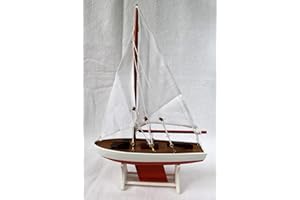 dekoundmeer Small Sailing Yacht Floatable Approx. 30 x 19 x 6 cm Wood with Metal Keel