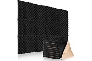 PAAUZOENG 24 paneles acústicos de espuma acústica, autoadhesivos, aislamiento acústico, 30 x 30 x 3 cm, placa de espuma, oficina, estudios de grabación