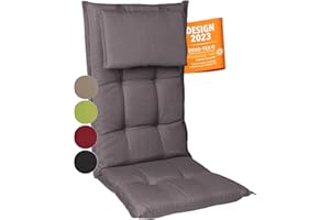gardisun Gartenstuhlauflagen Hochlehner mit Kopfteil I Extra Dicke Sitzauflagen I Made in Europe I Ideale Polsterauflagen für Hochlehner I Auflagen mit extra hoher Lichtechtheit I 4er Set I Grau