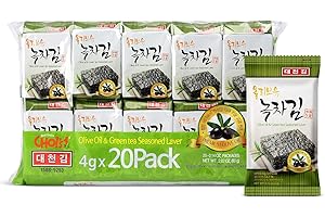 CHOI'S 1 Daechun(Choi's1) Seaweed Snack, (Pack of 20), Original, Sea Salt, Green Tea Powder, Product of Korea