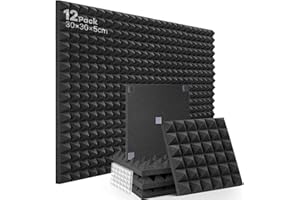 Soundsbay 12 sztuk Pianka akustyczna 30 x 30 x 5 cm Panele akustyczne do podcastów, studiów nagraniowych, biur