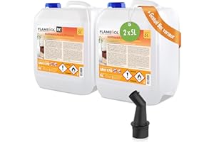 Höfer Chemie 2 x 5 L (10 litres) FLAMBIOL® bioéthanol 96,6% Premium pour cheminée à l'éthanol, cheminée à l'éthanol, feu de Table à l'éthanol et cheminée au bioéthanol