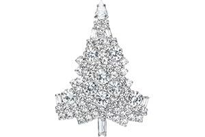 EVER FAITH Rhinestone Crystal Winter Party Christmas Tree Brooch Xmas Lapel Pins Jewellery Gift