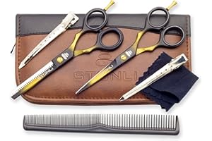 Stonli Hairdressing Scissors for Hair Cutting - Stainless Steel 5.5 inch Hair Scissors Set with Sharp Edge Barber Scissors - Hair Cutting Scissor with Comb and Pouch