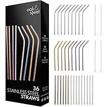 Ensemble De 40 - 36 Pailles En Acier Inoxydable Réutilisables - 36 Pailles En Métal De