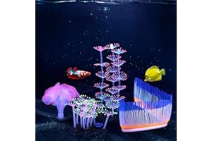 Mogokoyo Decorazioni per acquario incandescente Piante, 4 pezzi Decorazioni per acquario incandescente, Ornamenti per piante di corallo a fungo incandescente