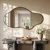 Fahomiss Irregular Wavy Wall Mirror, Abstract Mirror with Aluminum Alloy Frame Aircraft Quality for Bathroom, Bedroom & Entry
