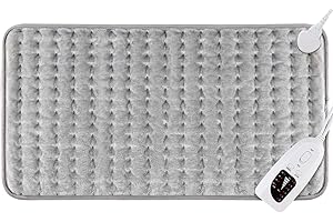 DIZA100 Heating Pad with Auto Shut Off, Fast Heating Technology, Machine Washable,Soft Flannel Safe Electric Heat Pad for Body Relaxation (12 x 24 inches)(Silver Grey)