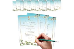 KEÏNELS Inviti Prima Comunione Bambino Originali - 32 Biglietti Partecipazione Invito Prima Comunione Bimbo - Kit Prima Comunione Originale