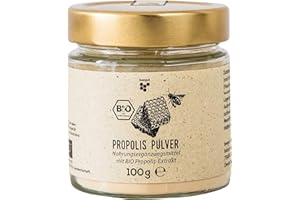 ‎BEEGUT beegut BIO Propolis Pulver, zur Einnahme oder Herstellung eigener Produkte, 100g Propolispulver aus kontrolliert biologischem Anbau, nachhaltige Verpackung