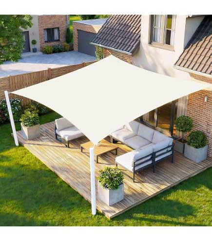 Ufamiluk sonnensegel 2x1.2m rechteckig wasserdicht terrassen Windschutz überdachung Balkon sichtschutzplane draußen für Balkon terrasse Schwimmbad überdachung Weiß