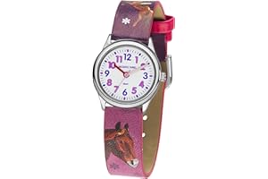 JACQUES FAREL Kinder-Armbanduhr Mädchen Pferd Analog Quarz Metall Leatherette HCC 543