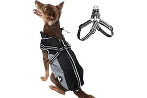 DOGOPAL Regenmantel Hund mit Integriertem Geschirr – Wasserdichter Hunderegenmantel, Winddichter Hundemantel, Reflektierende Regenjacke für Kleine & Große Hunde, Hohe Sichtbarkeit (Grau, #4)