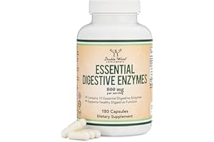 DOUBLE WOOD SUPPLEMENTS Digestive Enzymes - 800mg Blend of All 10 Most Essential Digestive and Pancreatic Enzymes (Amylase, Lipase, Bromelain, Lactase, Papain, Protease, Cellulase, Maltase, Invertase) by Double Wood