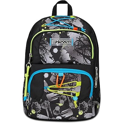 Accessori Scuola Elementare Astuccio Seven 3 Zip - Nero, Azzurro, Giallo, Con 45 Accessori, Per Scuola Elementare E Media Set Scolastico 45 Pezzi