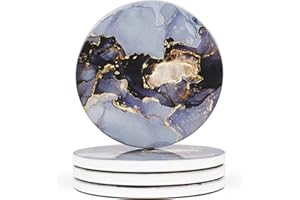 Naivasha Homeware Marble Coasters Set of 4 - Stunning Decorative Coasters in GLOSS Finish, Elegant Stone with Cork Bottom - Day