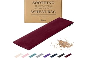 ‎QOMFOR Körnerkissen Mikrowelle - Wärmekissen Weizen und Lavendel gefüllt 48 x 15 cm - Weiches Fleece Wärmekissen Mikrowelle zur Schmerzlinderung, Nacken Schulter, Rücken - Burgund