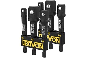 LEXIVON [2-Pack] Impact Grade Socket Adapter Set, 3" Extension Bit with Holder | 3-Piece 1/4", 3/8", and 1/2" Drive, Adapt Your Power Drill to High Torque Impact Wrench (LX-101X2)