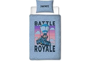 Character World Fortnite oficjalny zestaw poszewek na kołdrę dla pojedynczych dzieci | wzór Battle Royale dwustronna pościel z dopasowaną poszewką na poduszkę, zestaw na pojedyncze łóżko, bawełna