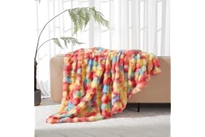 Luofanfei Plüsch Flauschige Kuscheldecke Wohndecke 150x200 Regenbogen Samt Bubble Decke Kuschelig Warme Fleecedecke Bettüberwurf Couchdecke Tagesdecke Sofadecke Blanket Für Schlafzimmer Büro