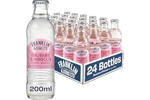 Franklin & Sons Rhubarb & Hibiscus Tonic Water | 24 x 200ml Bottle Case | Sharp & Sweet Rhubarb | Lake District Water | Exotic Hibiscus | Dry Crisp Taste
