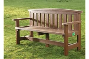Office Needs Direct Adult Traditional Three Seat Memorial Bench Weatherproof Recycled Plastic Brown