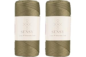 S SENSY 2 Garnstrange Sensy Premium 2 mm 230 Meter Polyester-Seil, 100% Polypropylen-Kordel Makramee-Kordel 2 mm Häkeltasche Kordel Makramee Seil Häkelgarn Geschenk für Strickwaren (Avocado)