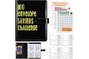 TIOODRE Geld Sparen Challenge, 100 Envelope Saving Challenge A5 Sparbuch für Geld Challenge- Sparchallenge Budgetplaner mit 25 Geldumschläge 3 Markierungskarten Und Stift Geld Organizer für Zuhause, Schule