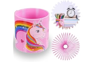 SRV HUB Pink Unicorn Magic Spring Toy, Rainbow Slinky, Summer Kids Christmas Party Favors, Springy Fun for Kids, 6.5cm