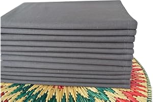 Linen Clubs Pack of 12 Pieces,100% Cellulose Cotton Fibres,20" Square, Oversized Charcoal Colored Solid Dinner Napkin with Decorative Selvedge Fold