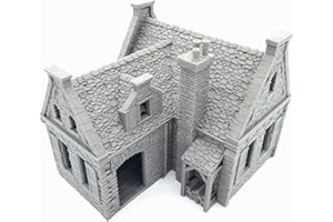 QP3D WARGAMES QP3D - Terreno modello di casa in pietra di guerra, paesaggio per gioco da tavolo scala 28-32 mm, edificio europeo medievale 16-20 secolo per RPG 2WW modellazione ferroviaria porte mobili verniciabile