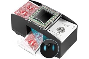 ANYVOYAGE Automatic Poker Shuffler Machine with Rubber Silencer, Casino Card Electric Shuffler, Playing Card Shuffler for UNO, Phase 10, Skyjo, Skip Bo Home Card Game (Black&Green 1-2 Deck)