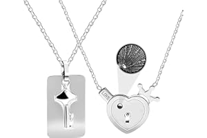 ULOVEIDO Rose Gold Plated Titanium Matching Puzzle Paar Heart Lock Armband und Schlüssel Anhänger Halskette für Männer und Frauen