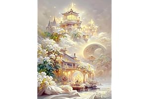 YWKJDDM 5D DIY Diamond Painting Kits, Full Drill Diamond Art Embroidery Painting by Number Cross Stitch Crystal Pictures Set for Home Wall Decor 30x40 cm Gentle Flower House