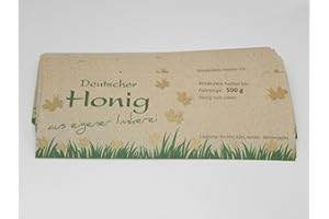 GENERISCH 2 x 100 Labels "Natural" for 500 g Glass Beige Wet Adhesive Honey Jars Beekeepers Beekeeping Honey Glass Labels Honey Labels