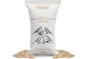 GiDeli Solrosfrön Skalade 30 kg Påse - Fågelmat utan Skal - Vilda Fåglar | Inga skalrester under fågelbordet, snabbt upptaget av mesar och finkar, till foderautomat, 100 % rena kärnor