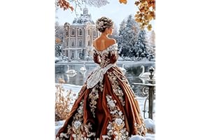 MAXBYE 5D Dame Robe Rouge Diamond Painting Kits pour Adulte, DlY Diamond Painting Art Kits Peinture Diamant Complet Kits pour Débutant, Diamond Crystal Art Crafts Home Wall Decor Gift 12x16 Inch